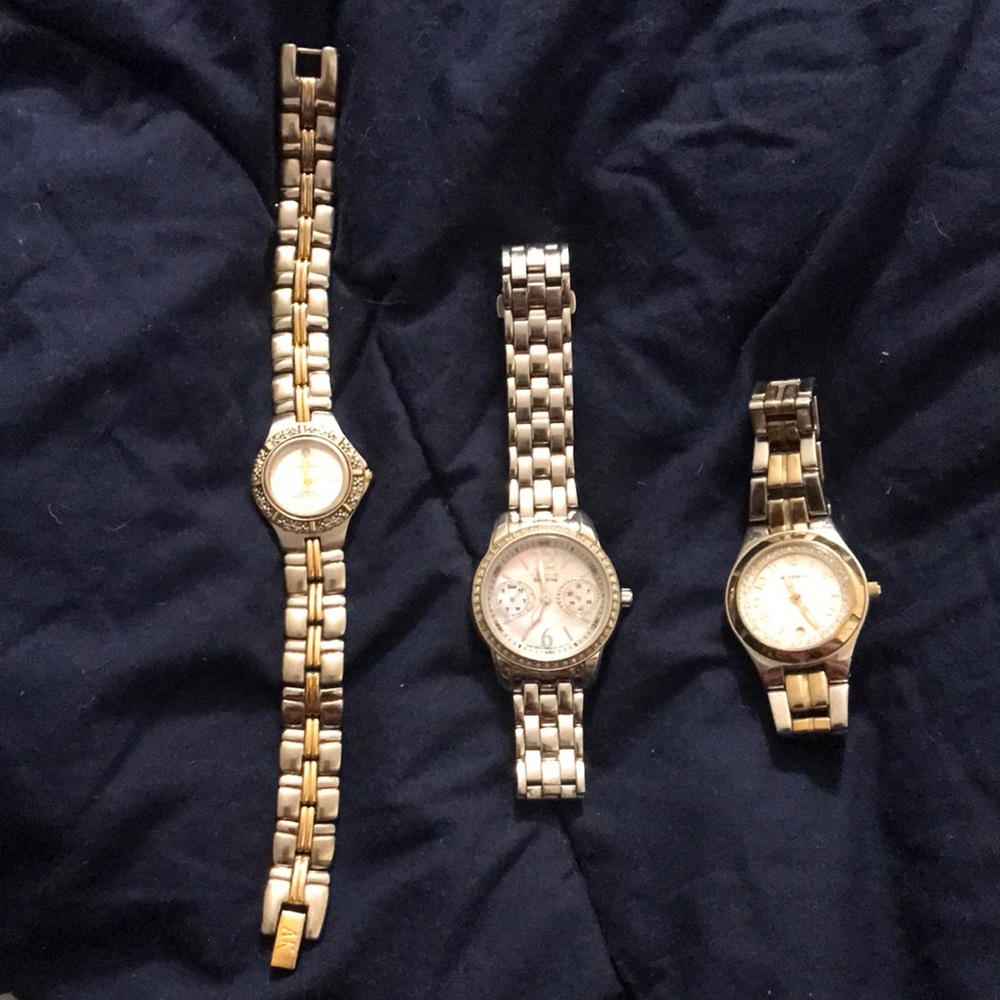 Citizen, Anne Klein, Fossil set of 3 two tone watches